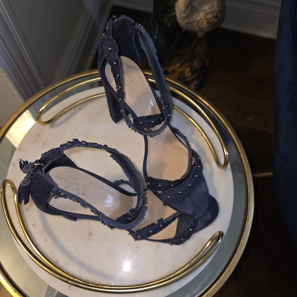 Vince Camuto Navy Blue Heels with Embellishments